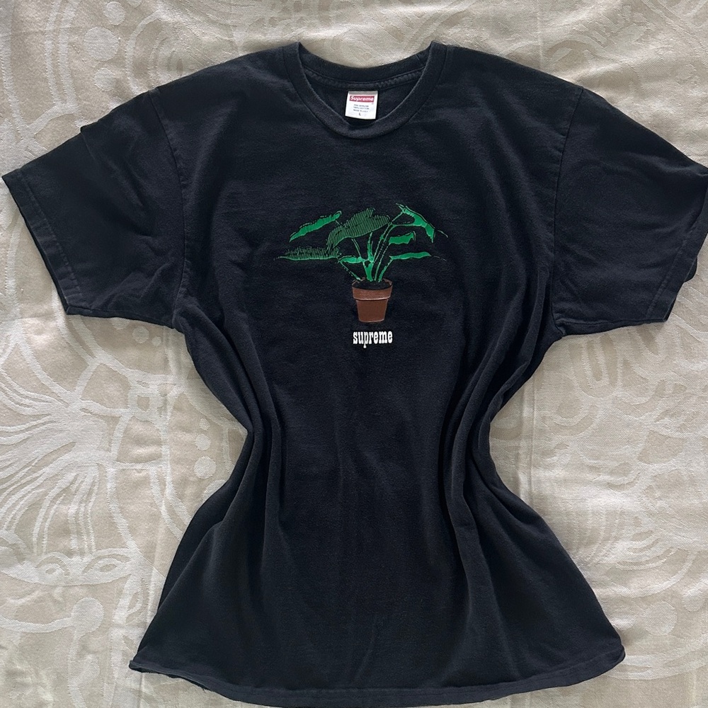Supreme Black Tee with Plant Design